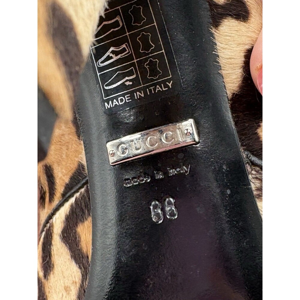 Gucci Pony Hair Cheetah Print Block Heels w/ Silver Horse-bit Accent Sz EU 36 - Picture 10 of 10